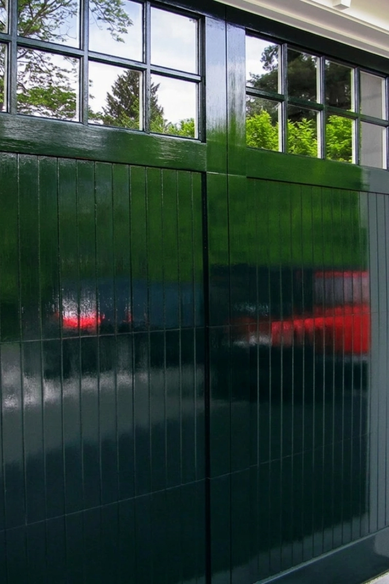 glossy green garage door